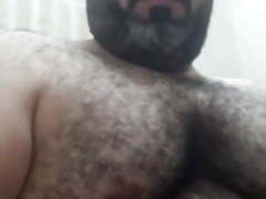 Hairy arab bear bull cums on cam